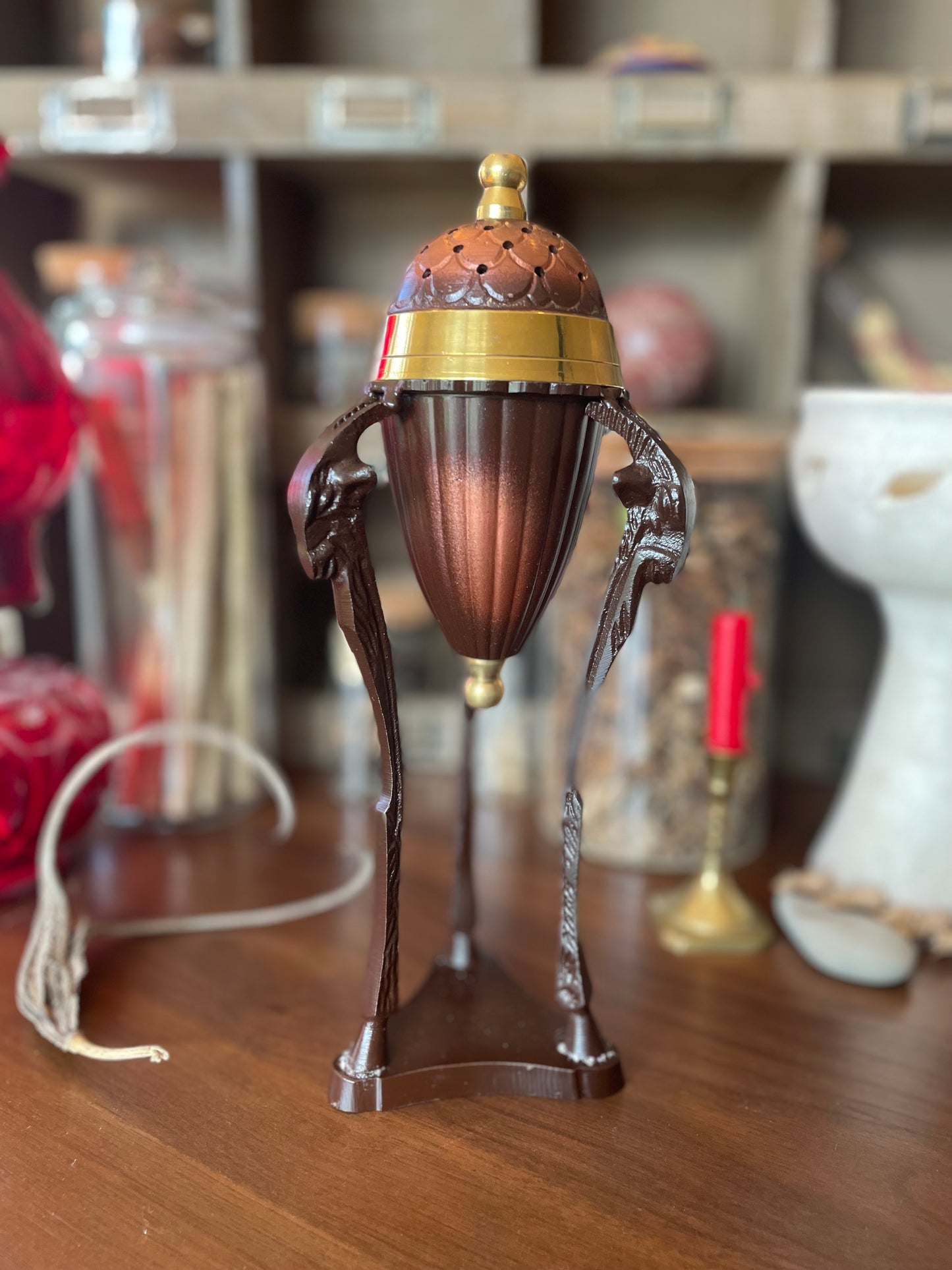 Two-Tone Pan Head Brass Incense Burner
