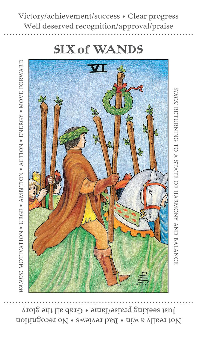 Apprentice Tarot Deck, six of wands