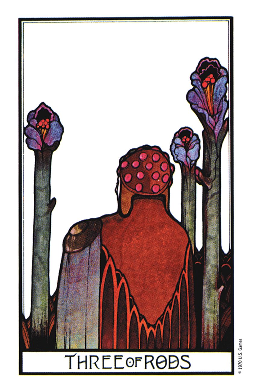 The Aquarian Tarot, three of rods