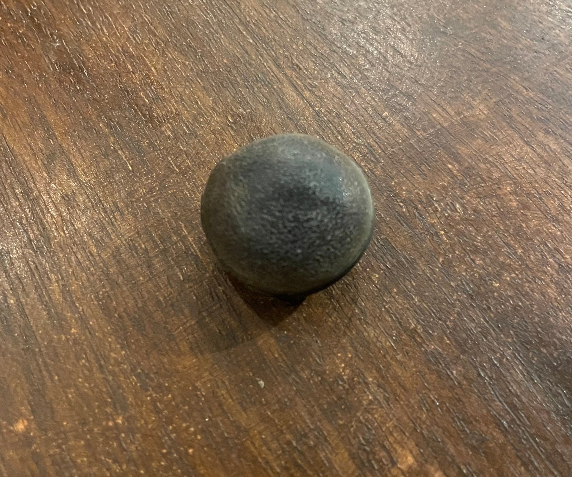 Single top of Ojo de Venado Deer's Eye seed Mucuna pruriens, natural dark brown apotropaic charm against evil eye